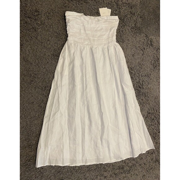 DISSH NEW Lexi White Linen Midi Dress Size US 12 AU 16 - Picture 13 of 16